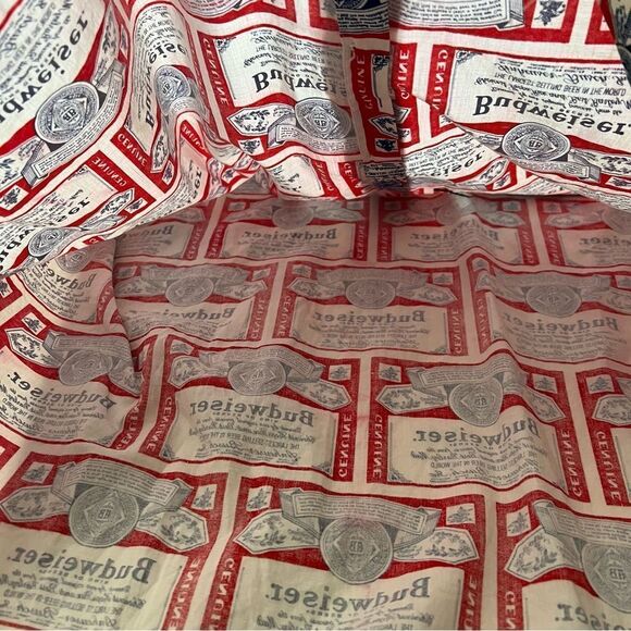 Vintage 60s 70s Budweiser Beer Label Line Union AOP Pop Art Polo Shirt Hawaiian. - Picture 11 of 12